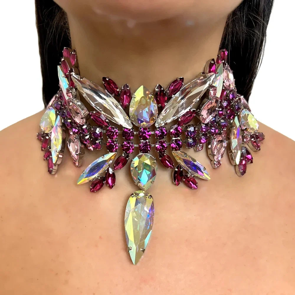 Multicolored Rhinestone Choker Necklace