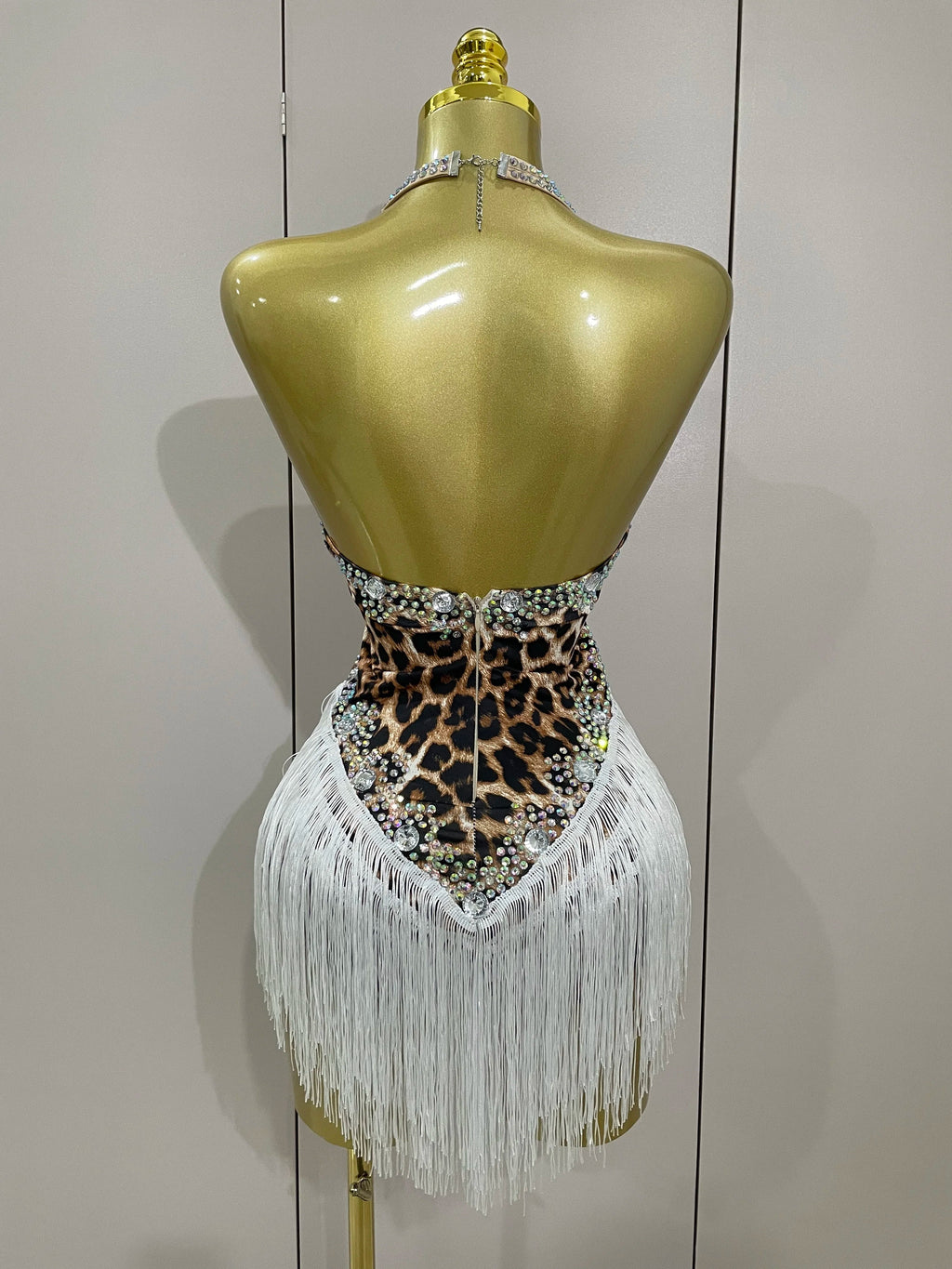 The Wildcat Stardust Tassel Bodysuit – Luxury Rhinestone Leopard Showgirl Costume