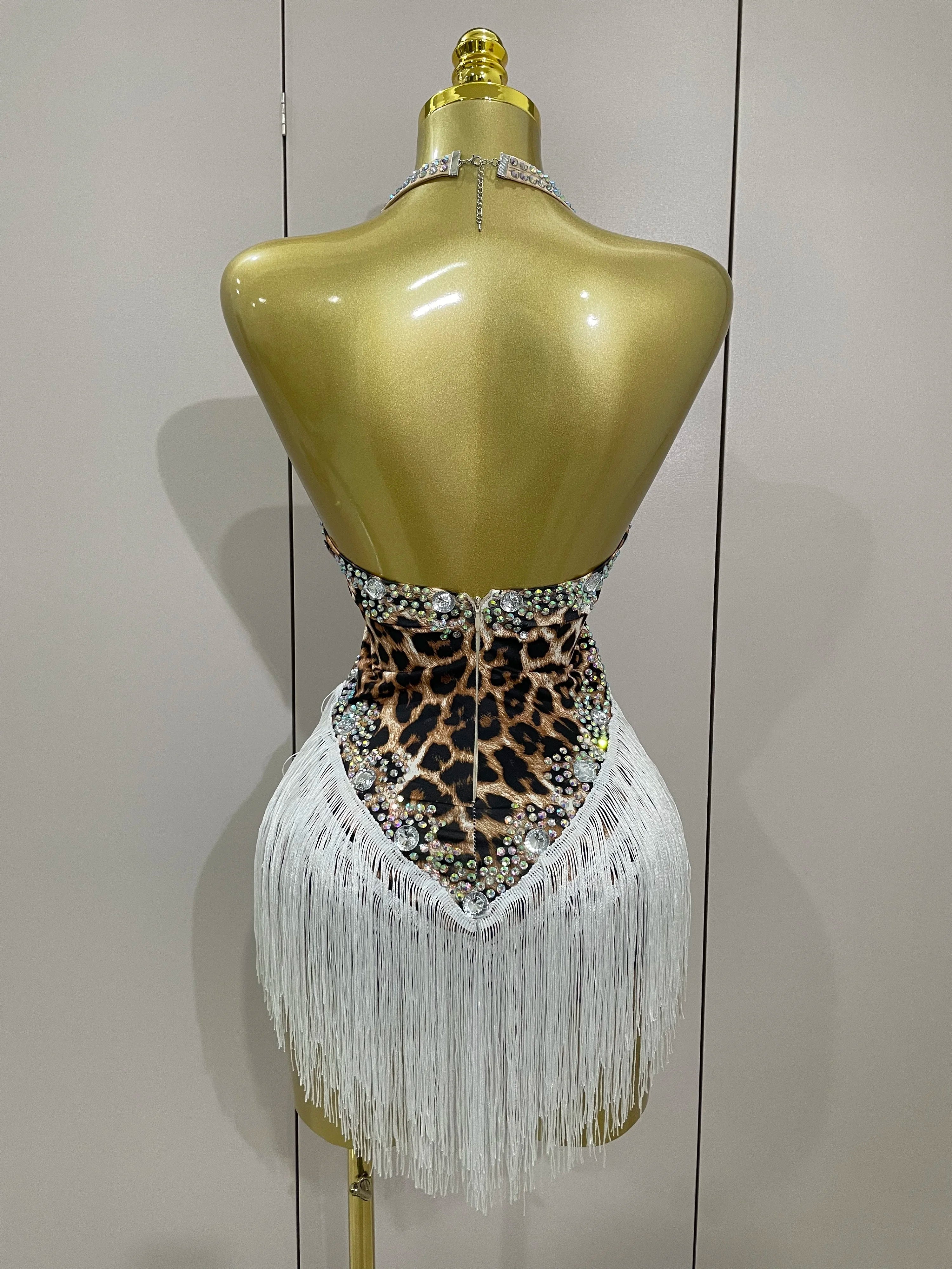 The Wildcat Stardust Tassel Bodysuit – Luxury Rhinestone Leopard Showgirl Costume