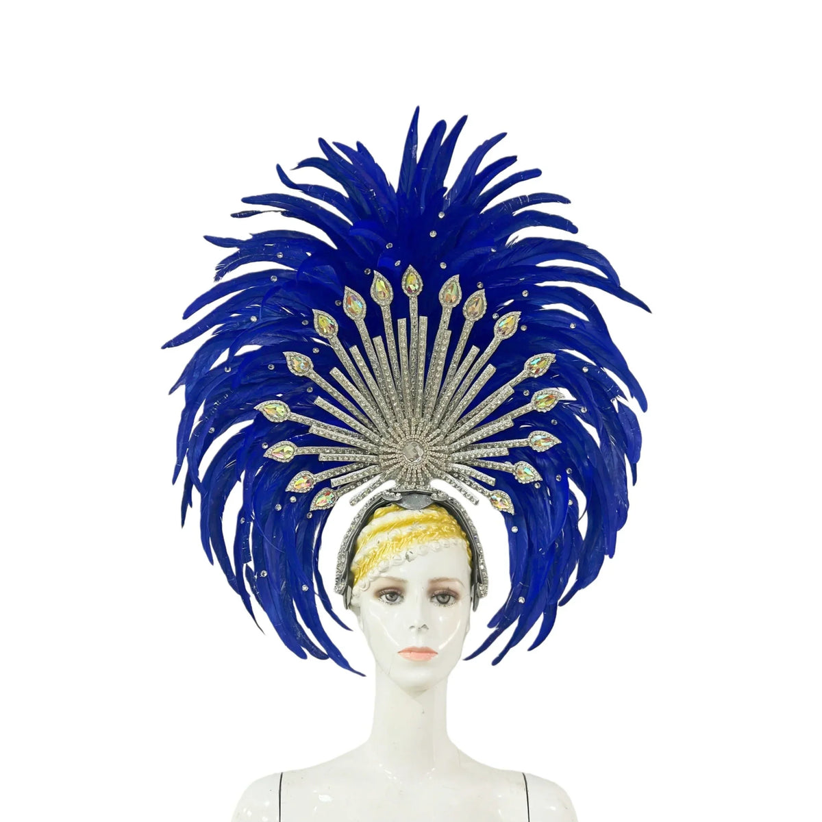 The Stardust Mirage – Premium Royal Blue & Rose Pink Feather Samba Headdress
