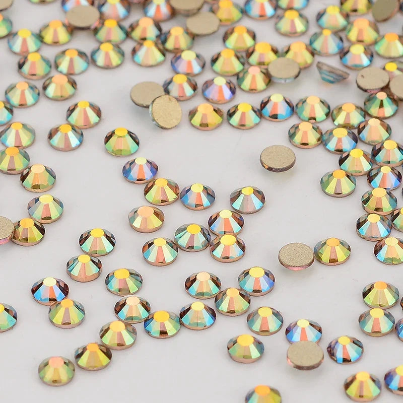 SS3-SS60 AB Gold Bottom Non-Hotfix Glass Flatback Rhinestone