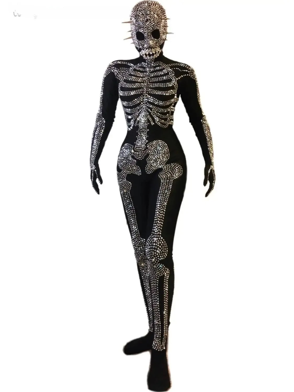 The Stardust Midnight Macabre – Rhinestone Skeleton Performance Bodysuit