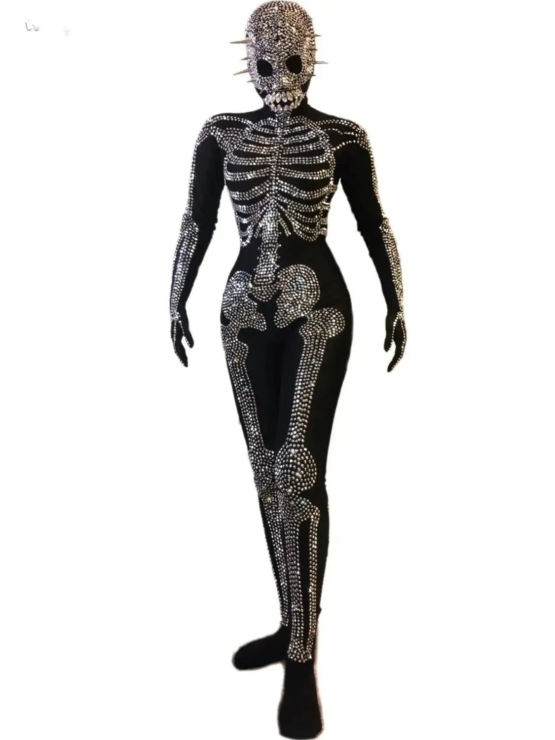 The Stardust Midnight Macabre – Rhinestone Skeleton Performance Bodysuit