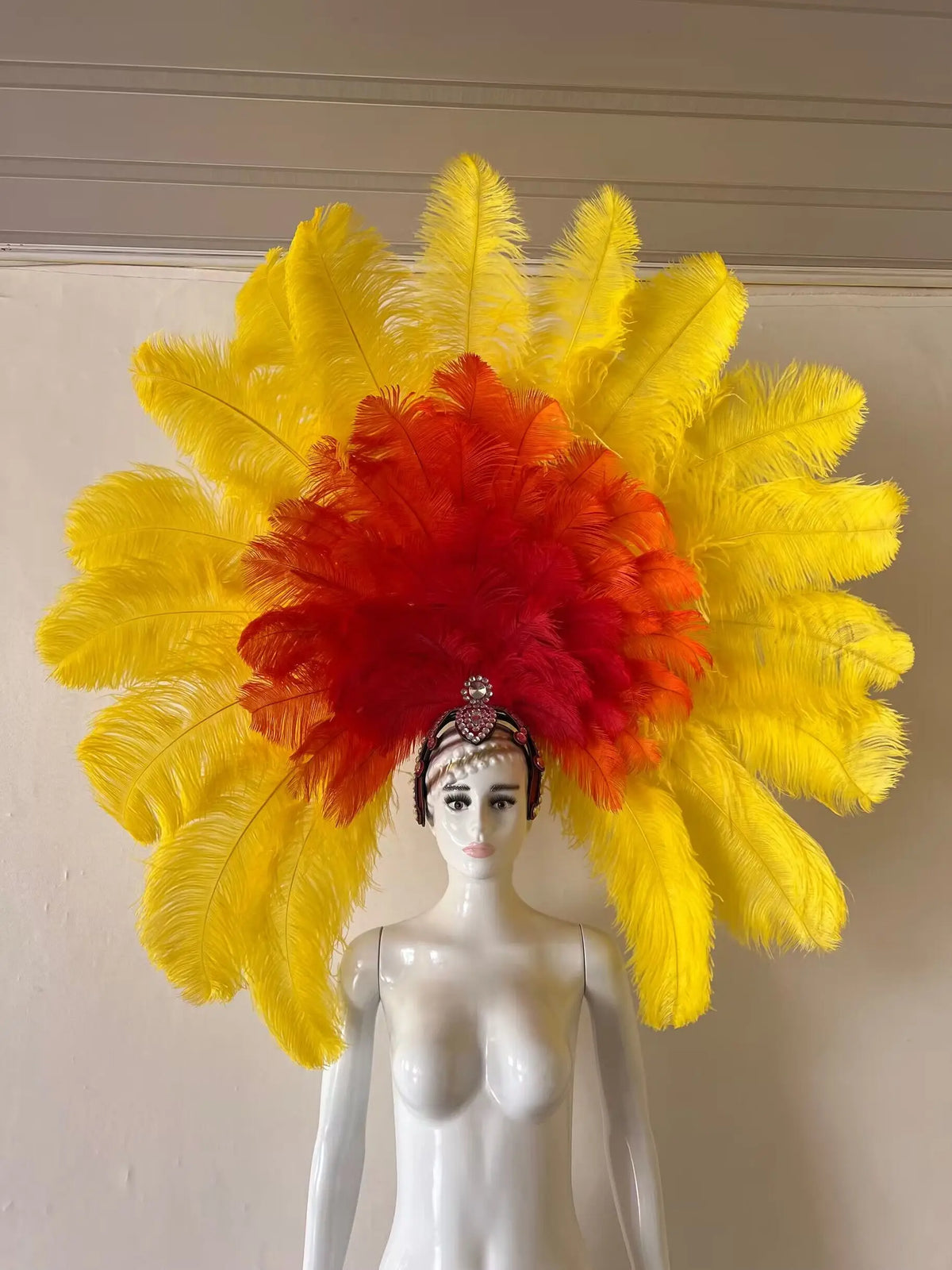The Stardust Dionysia – Elegant Faux Fur & Rhinestone Samba Carnival Headdress