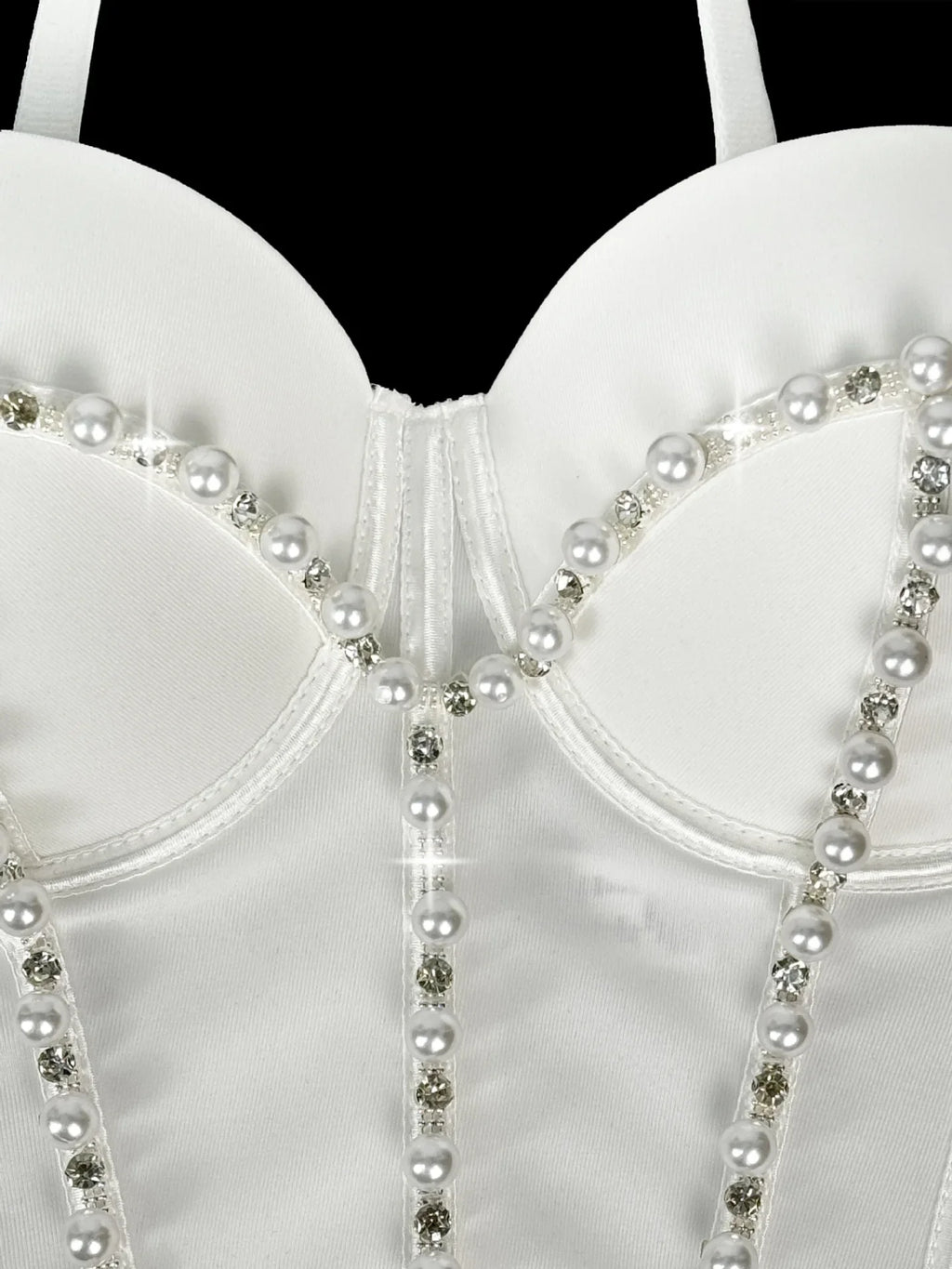 Pearl Embroidered Bustier Corset Crop Top High Street Evening Bralette