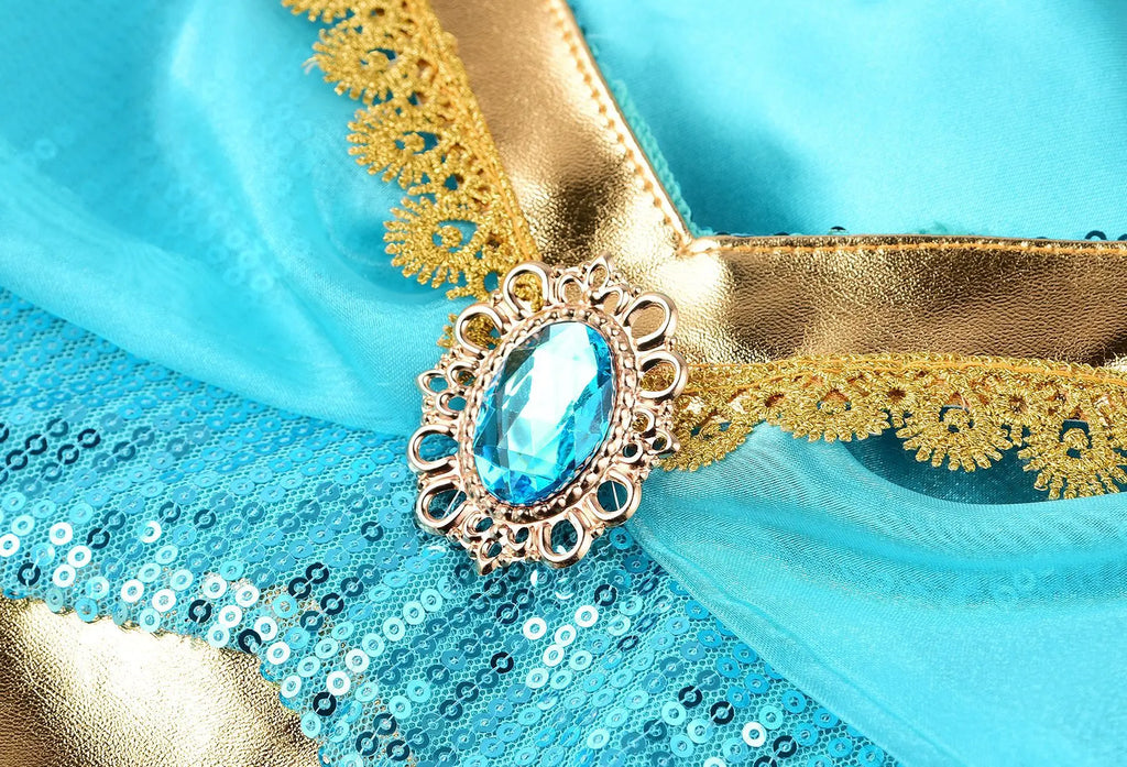 Kids Jasmine Princess Costume Dress – Aladdin Magic Lamp Outfit