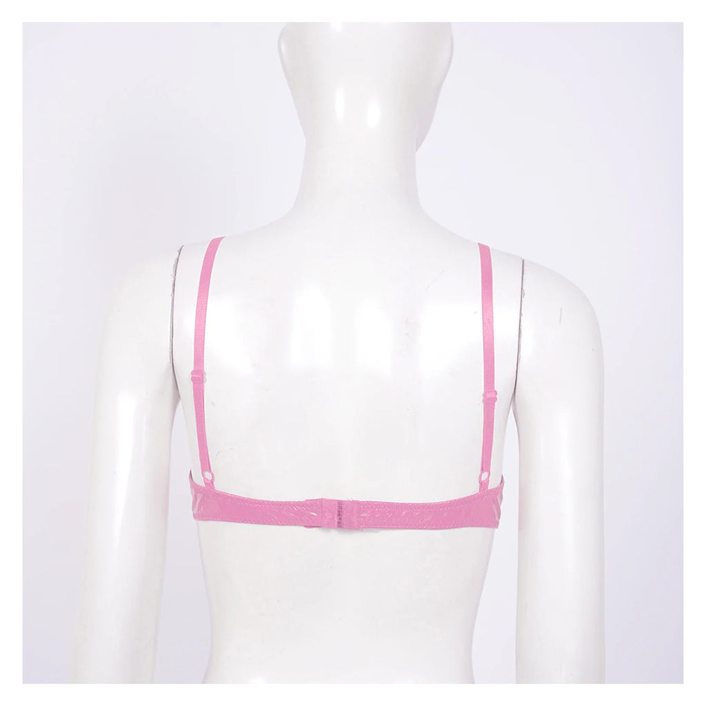 Patent Leather Underwired Open-Cup Bra
