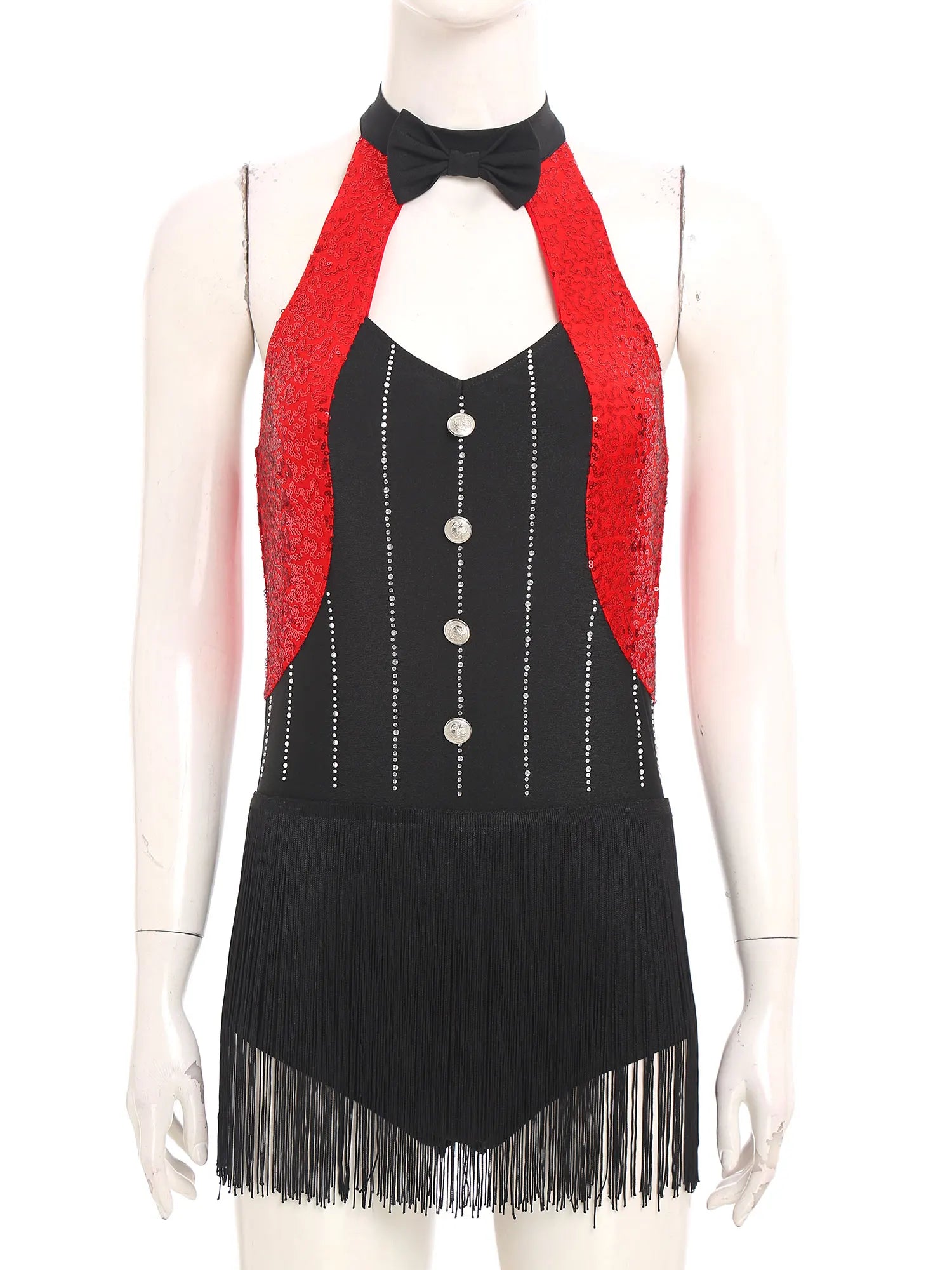 The Stardust Tuxedo Tassel Bodysuit – Luxury Sequins & Rhinestone Showgirl Leotard