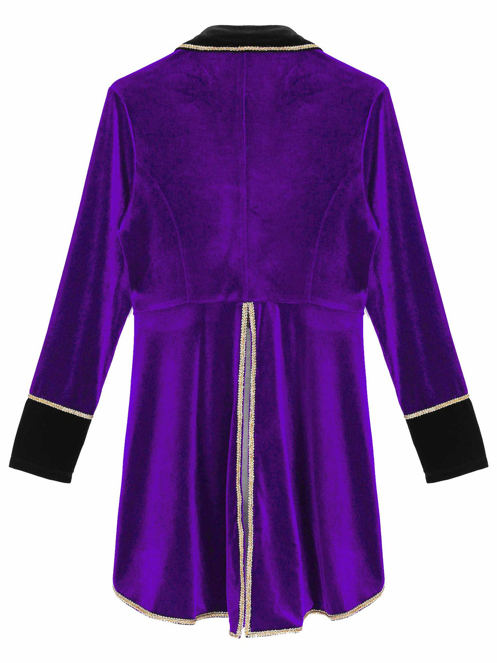 Velvet Circus Ringmaster Gold-Trimmed Swallow-Tail Blazer Coat