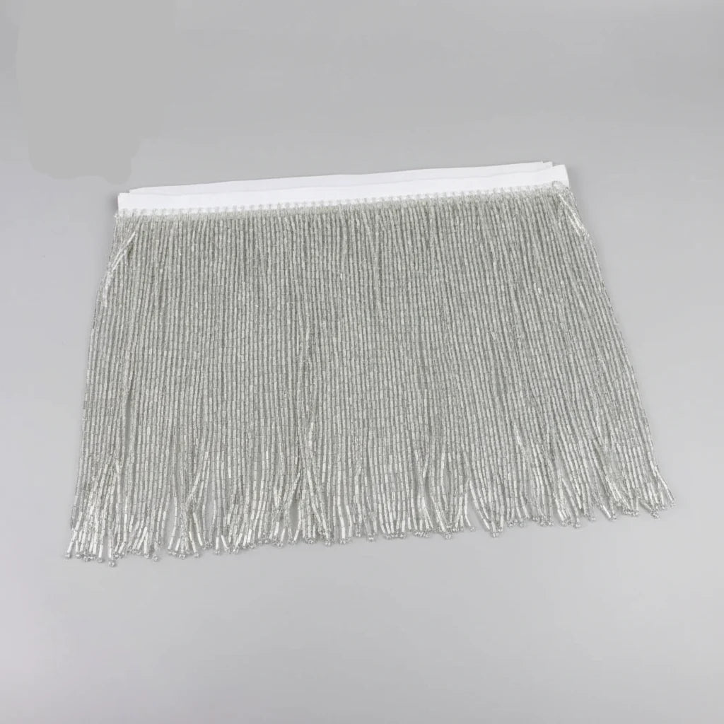 Long Glass Rhinestone Beaded Fringe Trim
