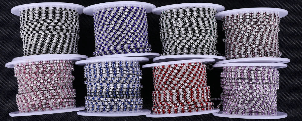 The Stardust Pearl Stream – Premium Silver Base Glass Rhinestone & ABS Pearl Cup Chain Trim