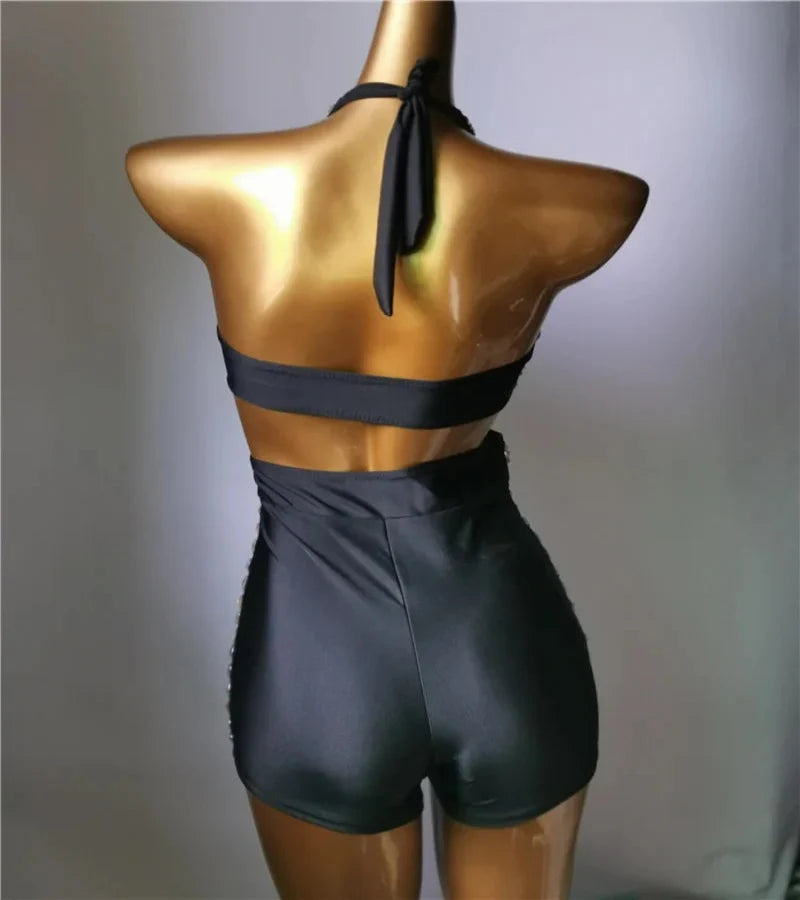 3-Piece Crystal Bra & Mesh Cover-Up Set – Luxury Rhinestone Bikini, Sling Dress & Gauze Skirt Ensemble for Festivals & Beach Clubs