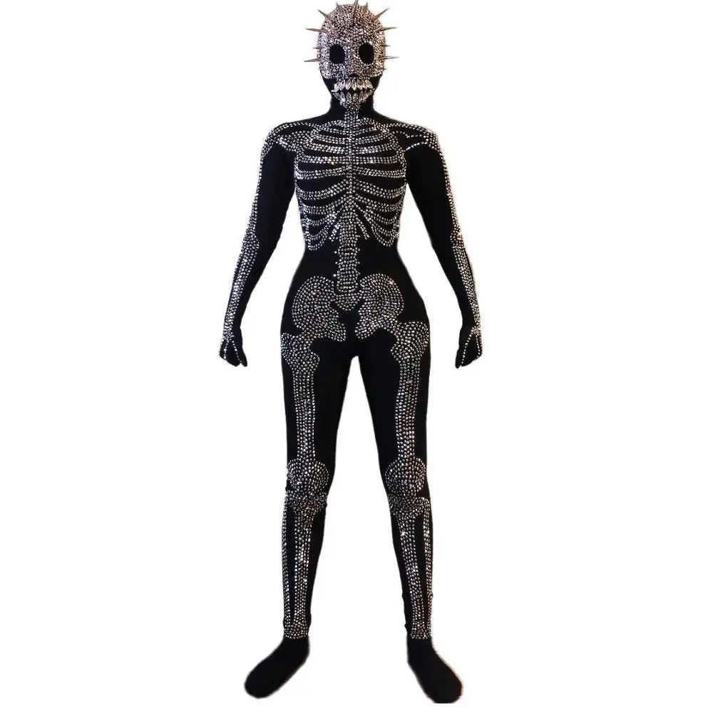 The Stardust Midnight Macabre – Rhinestone Skeleton Performance Bodysuit