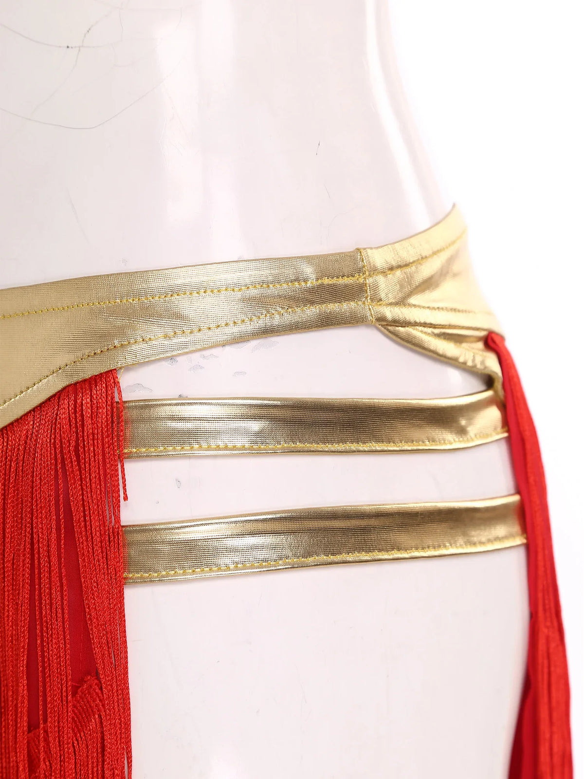 Women Cleopatra Egyptian Queen Cosplay Costume Belly Dancing Indian Dance Tassel Skirt Built-in Briefs for Halloween Carnival