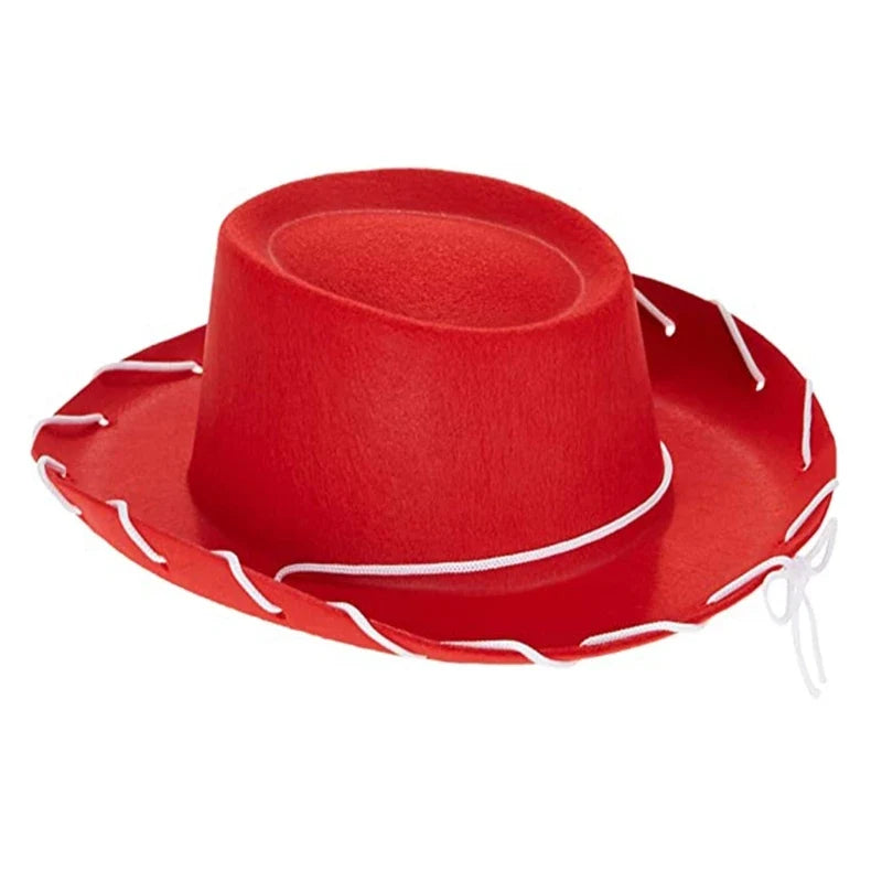 Kids Adjustable Felt Cowboy Hat – Wool/Faux Leather Western Cowgirl Costume Hat (Brown or Red)