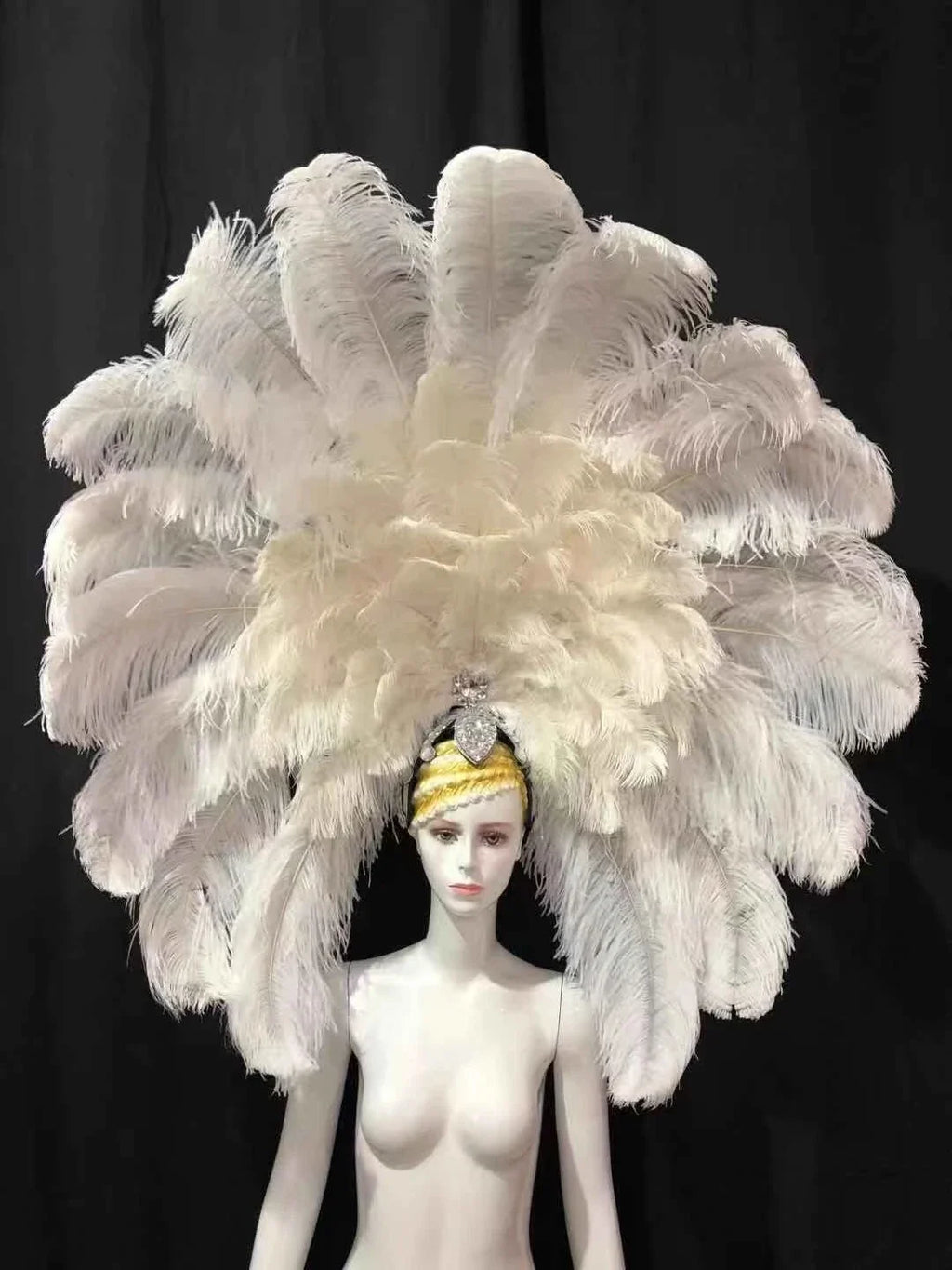 The Stardust Dionysia – Elegant Faux Fur & Rhinestone Samba Carnival Headdress