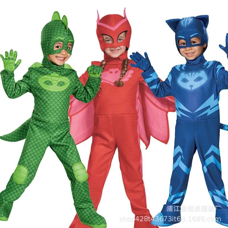 Kids Blue Anime Hero Costume – Pajama Suit with Mask