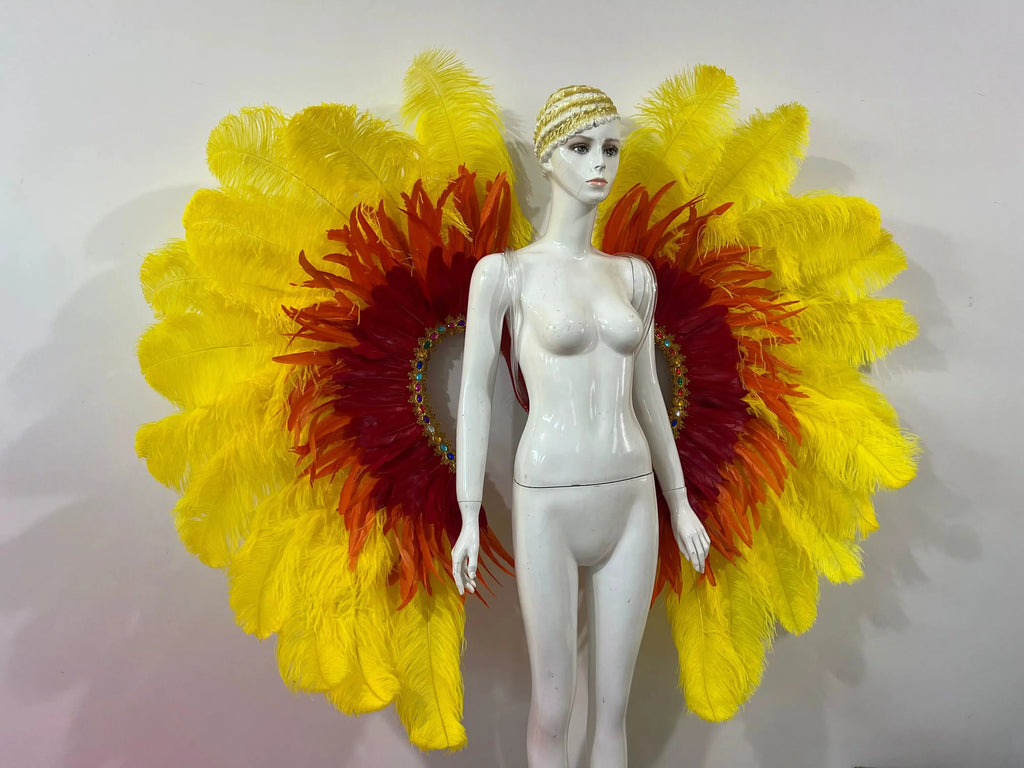 Two-Tone Feather Wing Backpiece Stage Costume Accessory