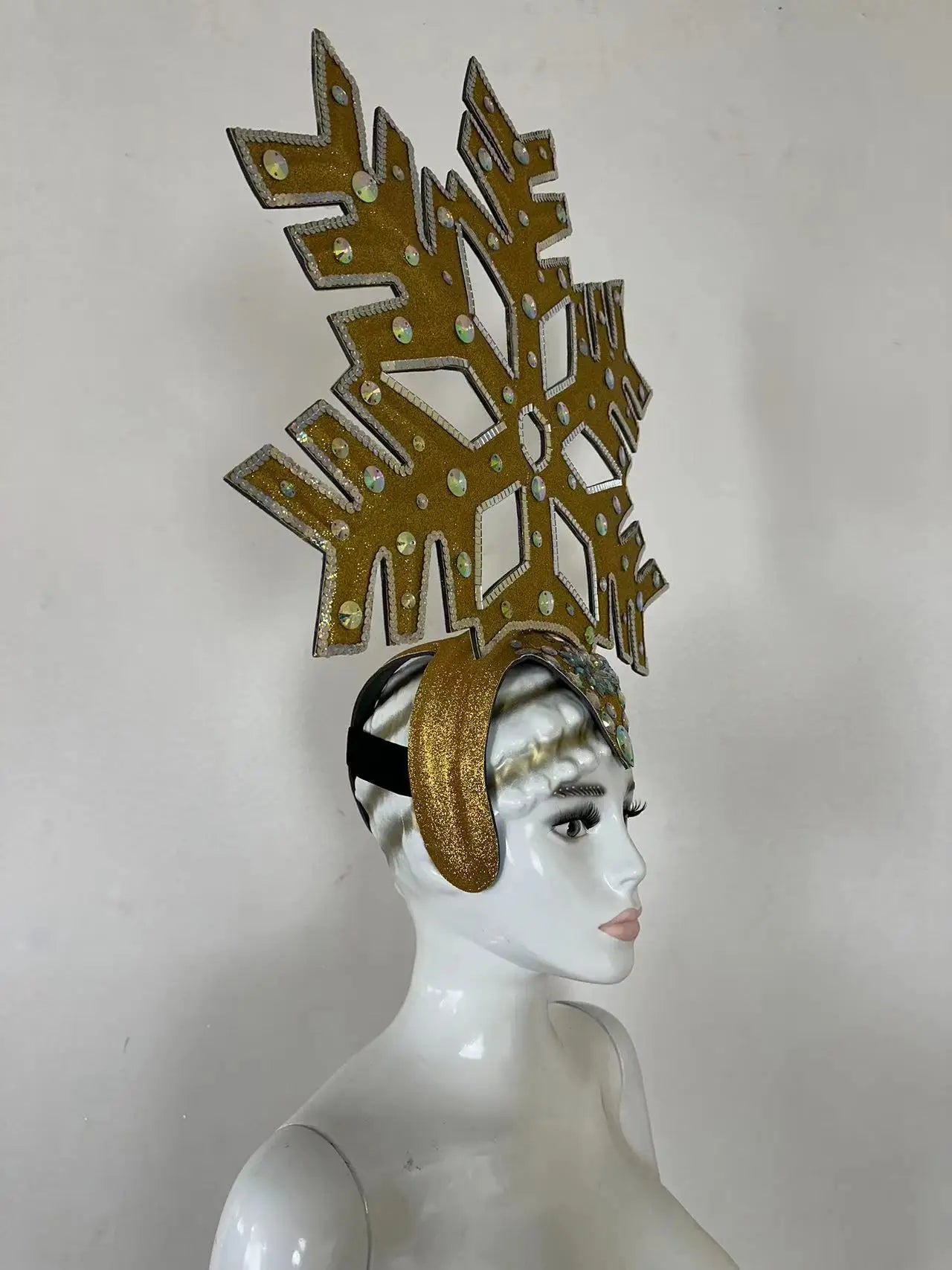 The Stardust Dionysia – Gold Snowflake Starburst Carnival & Masque Ball Crown