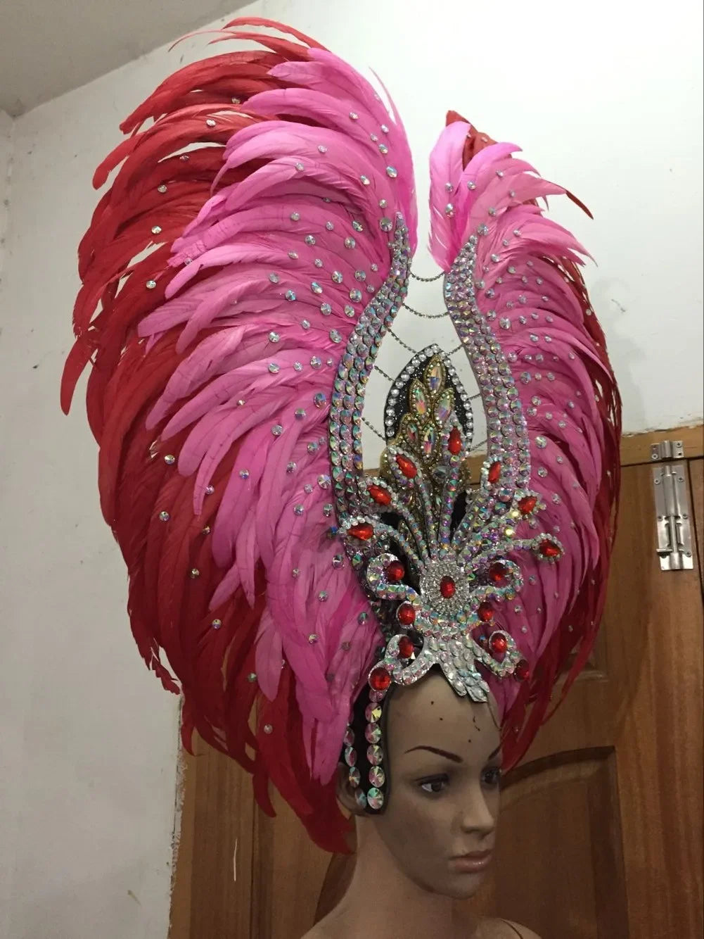 Feather headdress samba costume carnival halloween party bar performance hat makeup dance wings parade