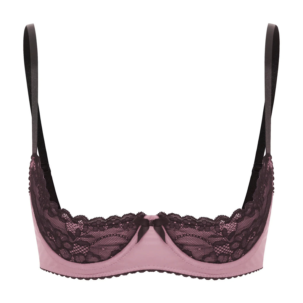 Lace Underwire Half-Cup Balconette Bra