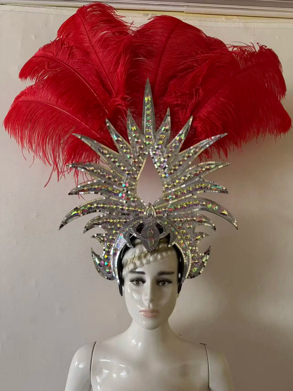 The Stardust Majestic Feather Crown – Carnival & Cabaret Stage Headdress
