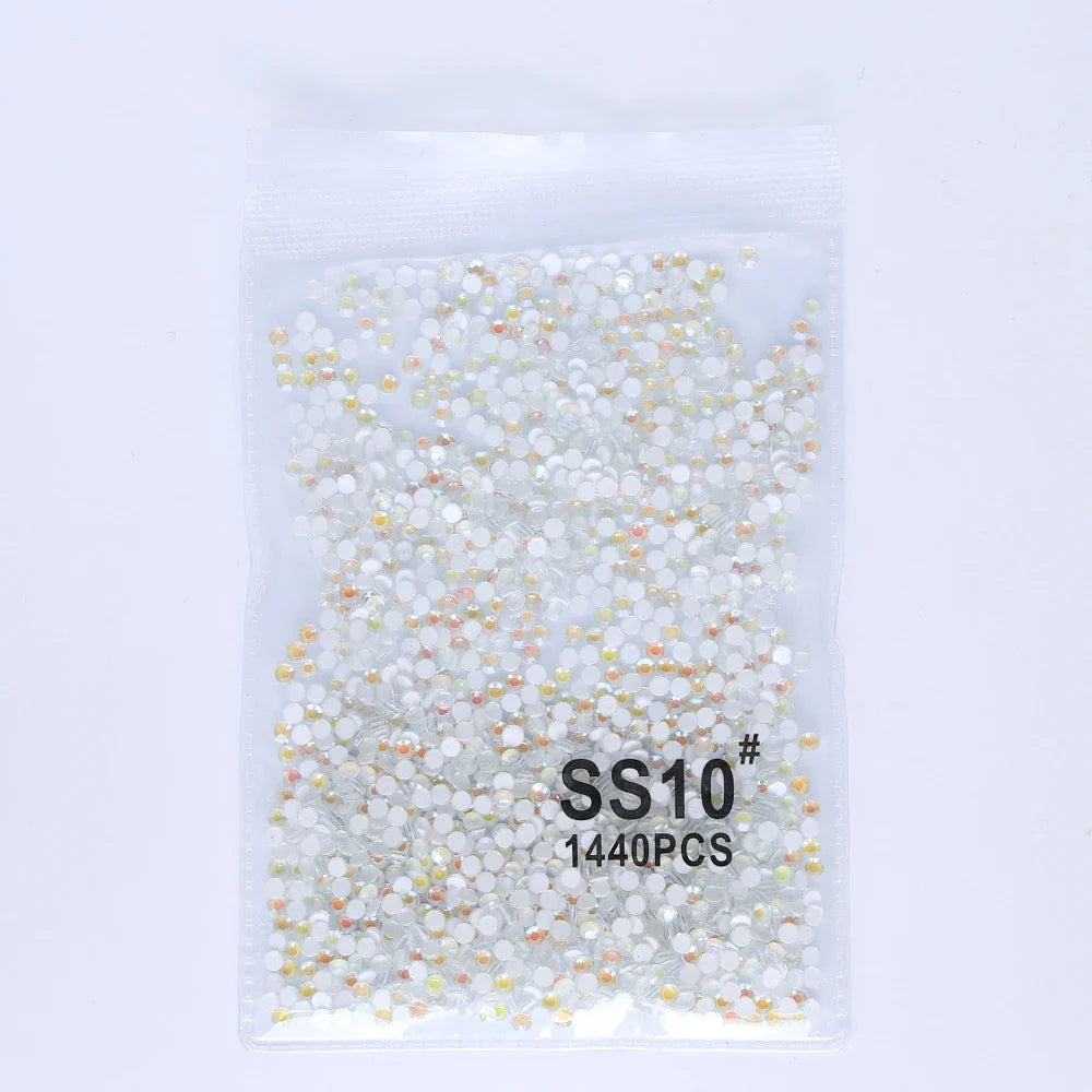 SS6-SS30 Mocha Shimmer White Glass Flatback Non-hotfix Rhinestones