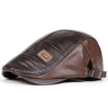 Men's Newsboy Cap Retro PU Leather Flat Beret Hat