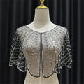 Sparkly Sequin & Beaded Leaf Mesh Capelet Evening Shawl Bolero Jacket