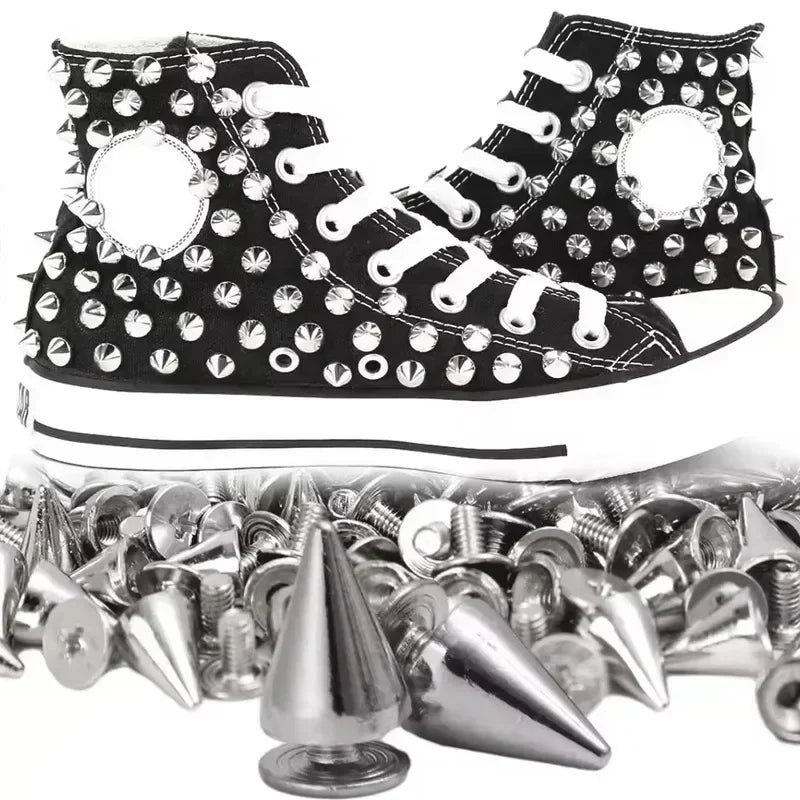 Metal Cone Studs & Spikes Screwback Rivets for Leathercraft, Clothes & DIY Hardware