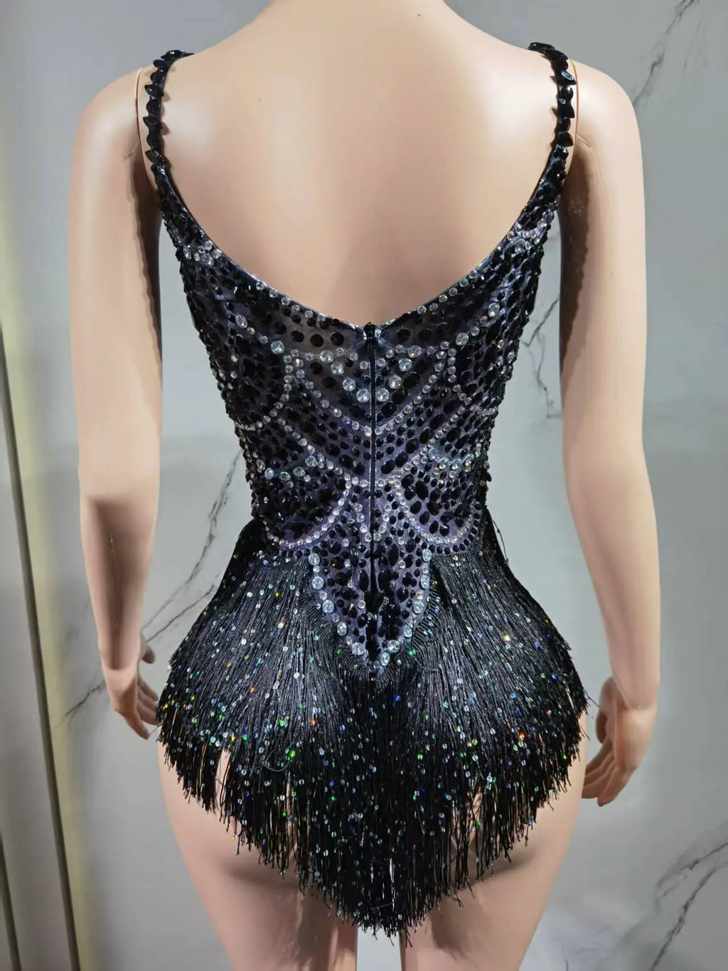 The Stardust Festival Fringe Bodysuit – Luxury Rhinestone Tassel Showgirl Costume