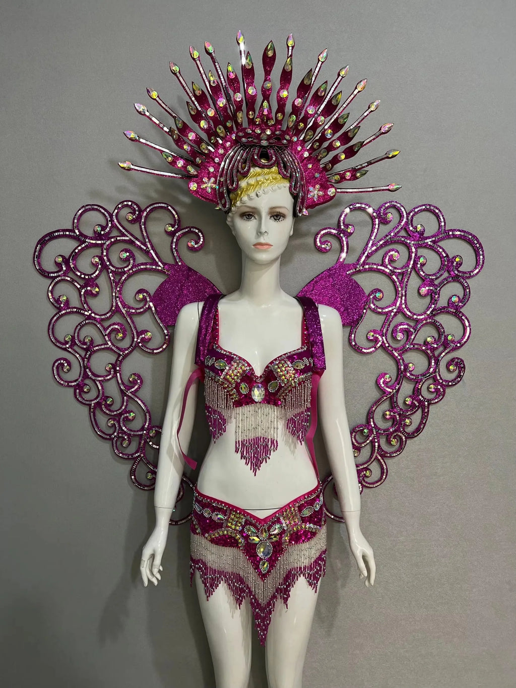 Jewel-Toned Feathered Wings and Headdress Set