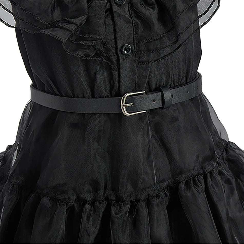 Black Witch Halloween Princess Dress Kids Cosplay Gown