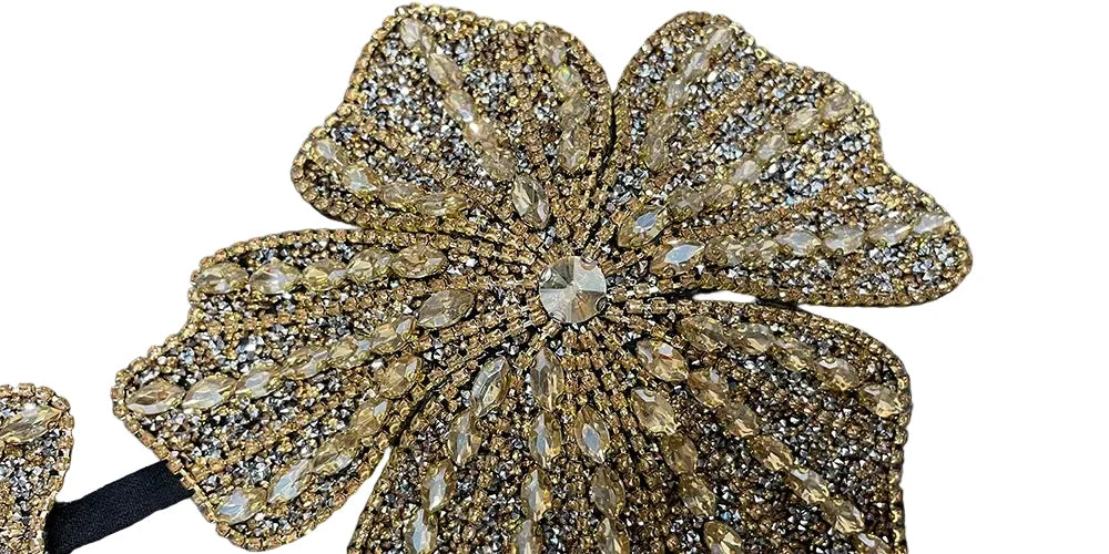 Handmade Crystal Flower Embroidery Rhinestone Costume Bra