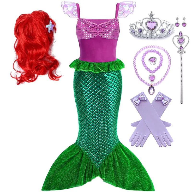 Kids Little Mermaid Ariel Princess Costume Dress – Cosplay Party Outfit