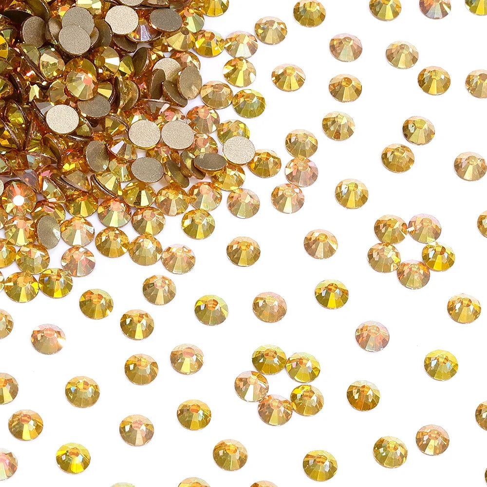 SS3-SS30 Gold Bottom Flat Back Glass High Quality Crystal Rhinestones
