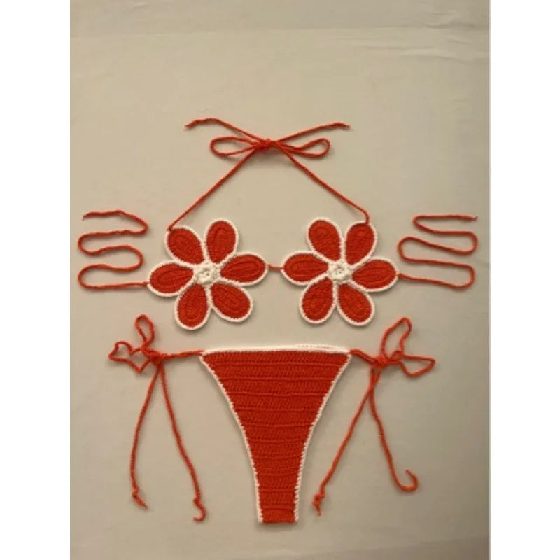The Stardust Blossom Crochet Bikini – Retro Floral Pin-Up Swim Set