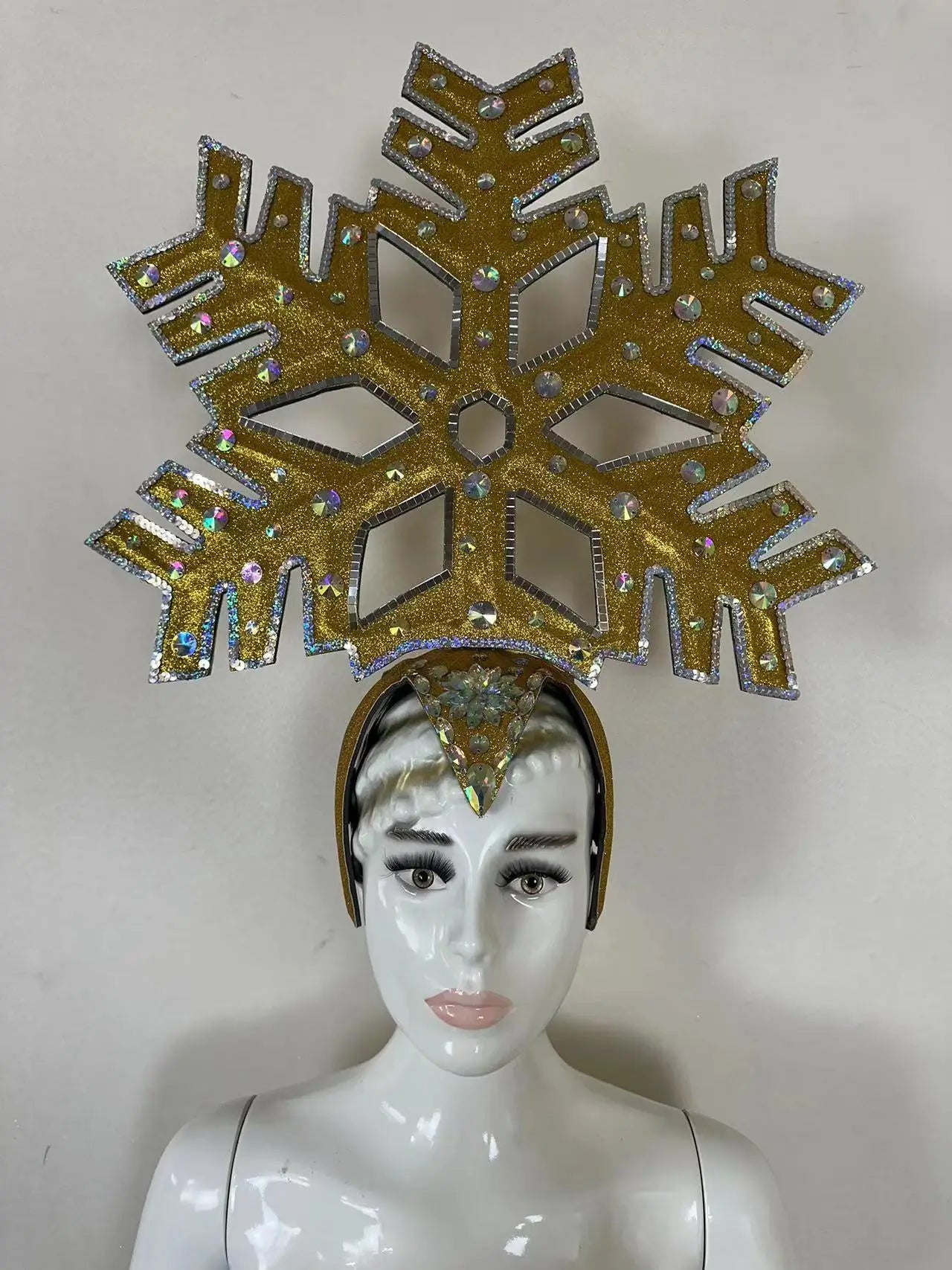 The Stardust Dionysia – Gold Snowflake Starburst Carnival & Masque Ball Crown