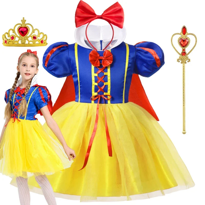 Kids Snow White Princess Costume Dress with Cape