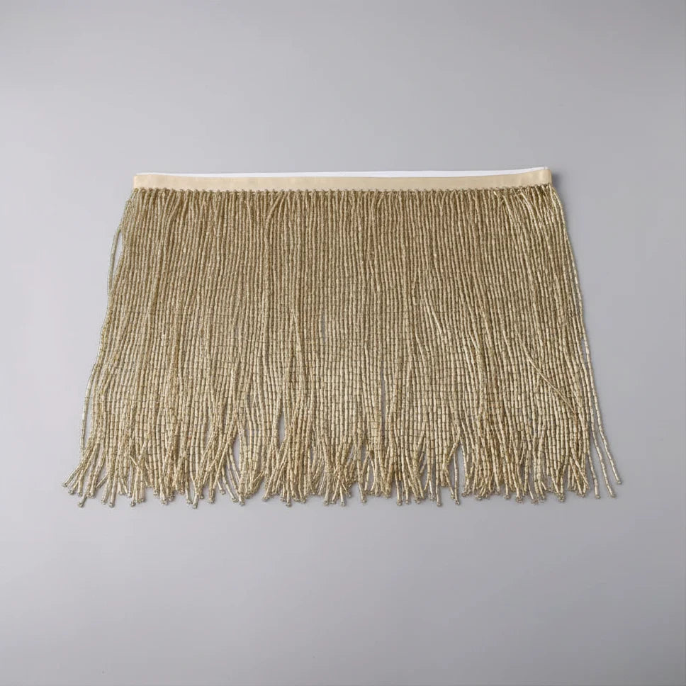 Long Glass Rhinestone Beaded Fringe Trim