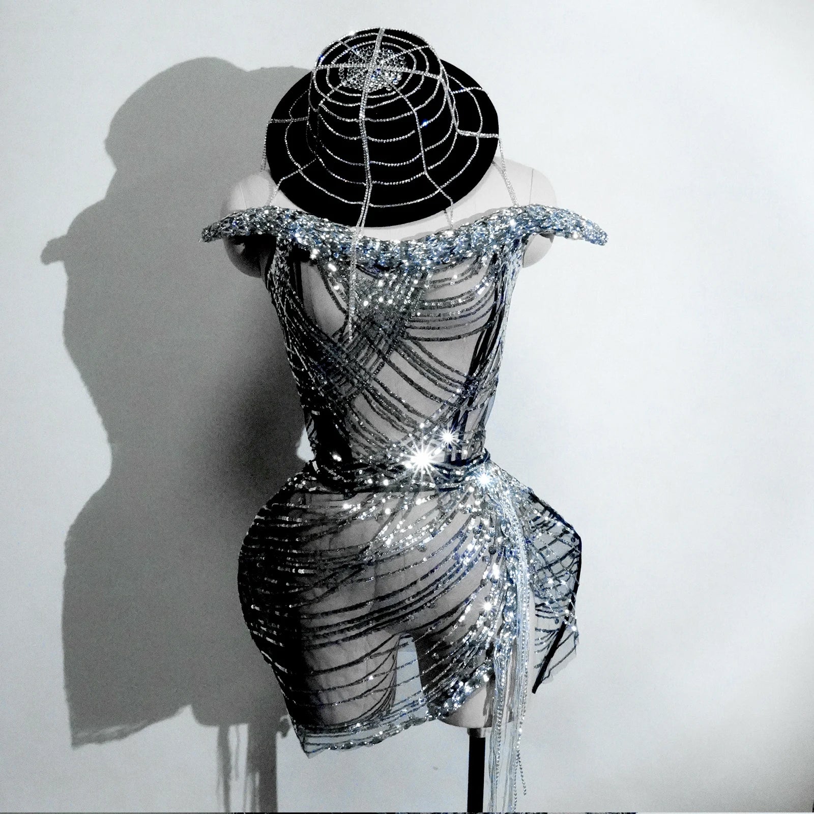 The Stardust Midnight Cabaret Cage Set – Luxury Rhinestone Showgirl Costume
