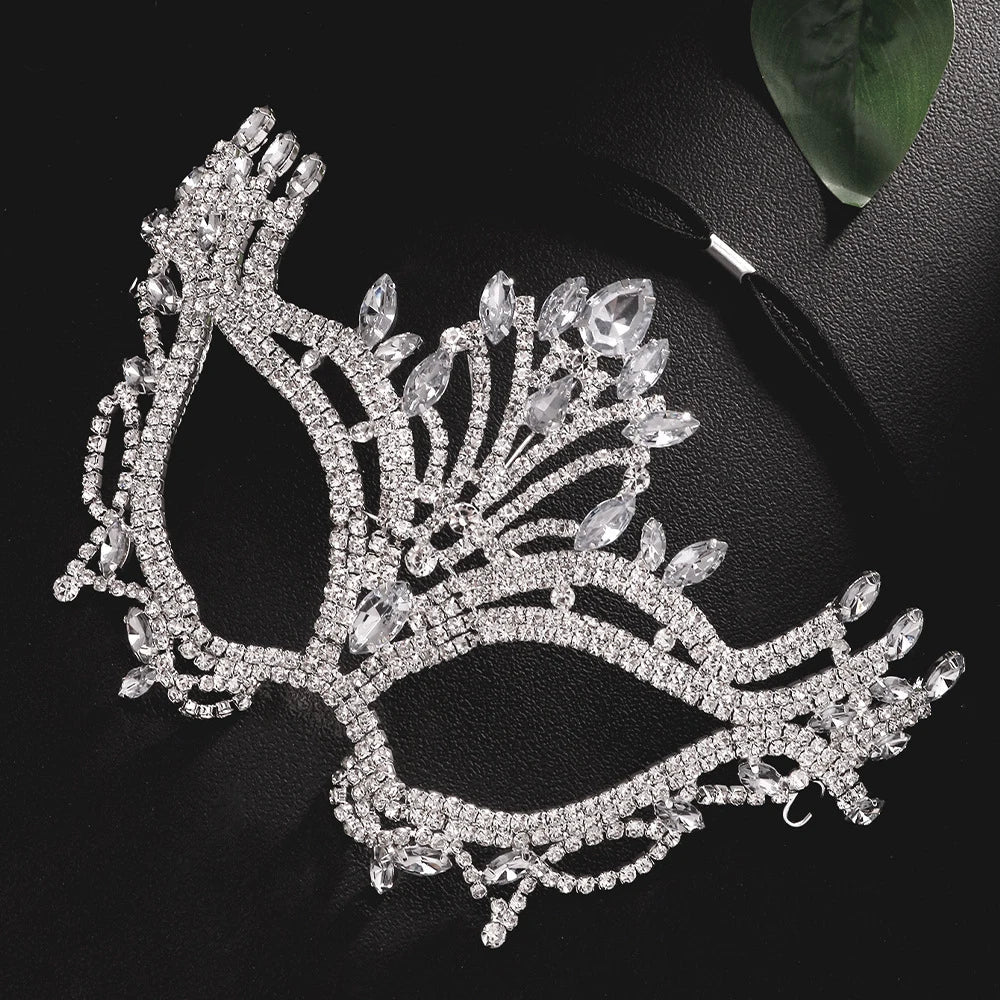 Rhinestone Mask Veil Performance Face Accessories