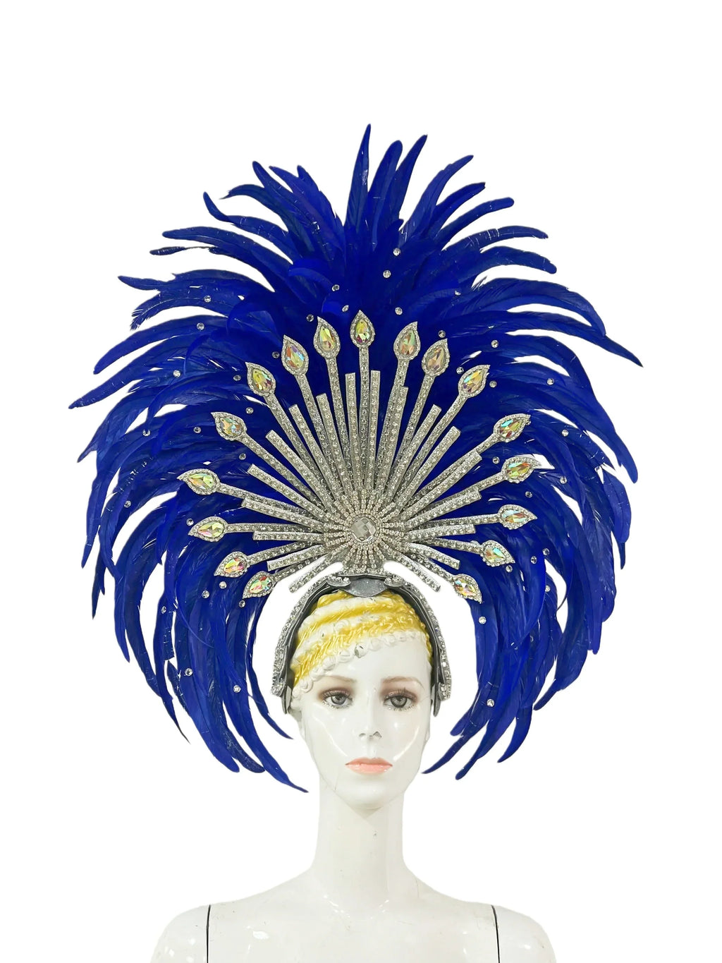 The Stardust Mirage – Premium Royal Blue & Rose Pink Feather Samba Headdress