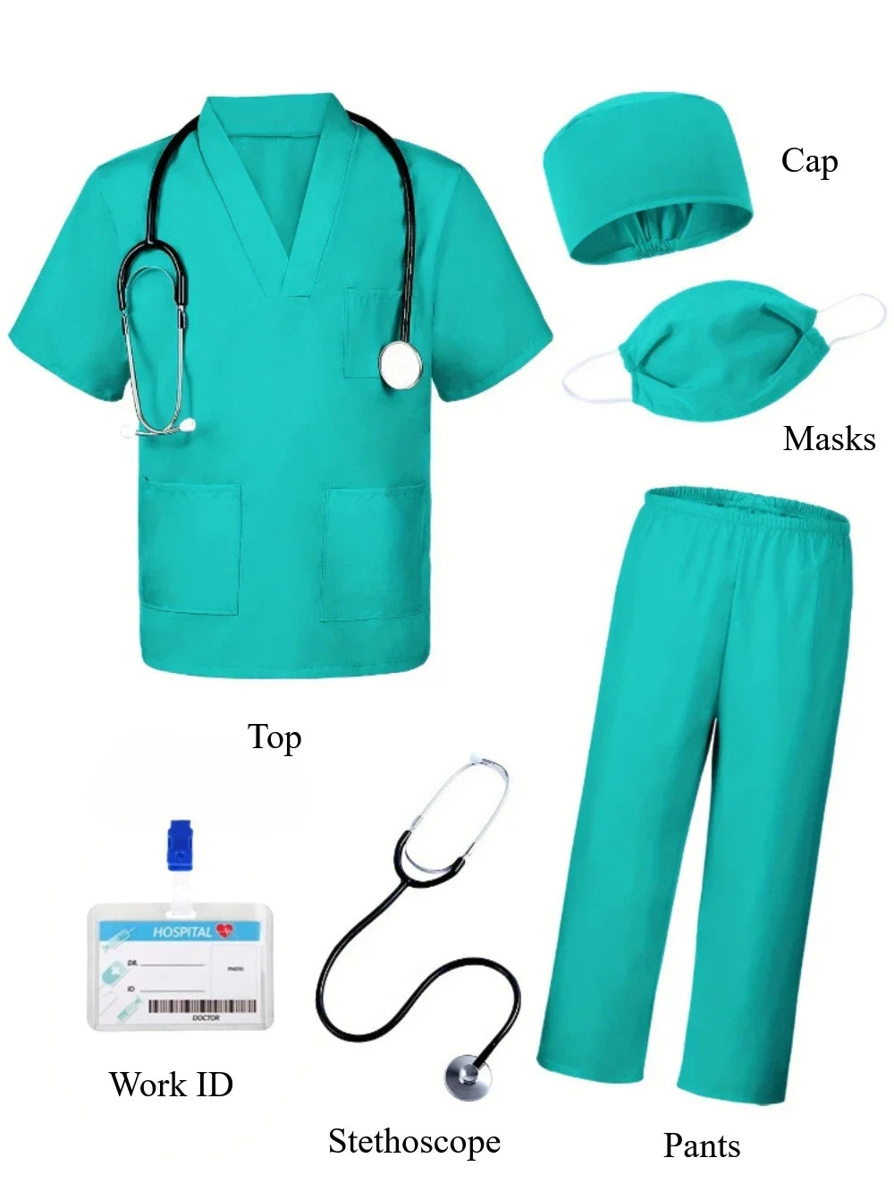 Kids Doctor Nurse Cosplay Costume – Surgical Uniform Role Play Outfit