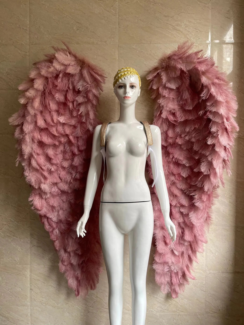 Large Feather Angel Wings Backpiece with Shoulder Straps