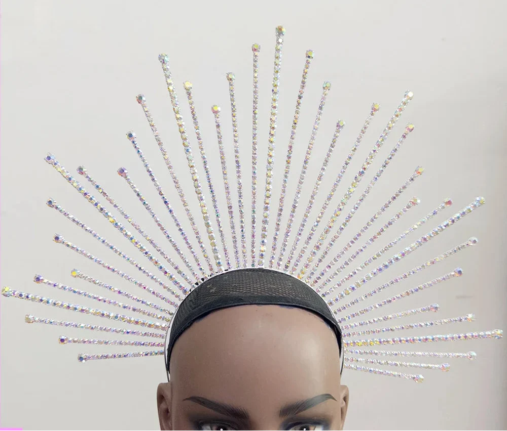 Rhinestone Sunburst Headpiece & Earring Set