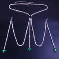 Dazzling Rhinestone Fringed Chest Chain & Love Heart Body Jewelry