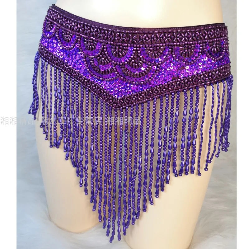 The Stardust Cabaret 2-Piece Ensemble – Luxury Sequin Fringe Bra & Belt Set