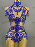 The Stardust Mirage Transparent Bodysuit – Luxury Rhinestone Mesh Stage Wear Leotard