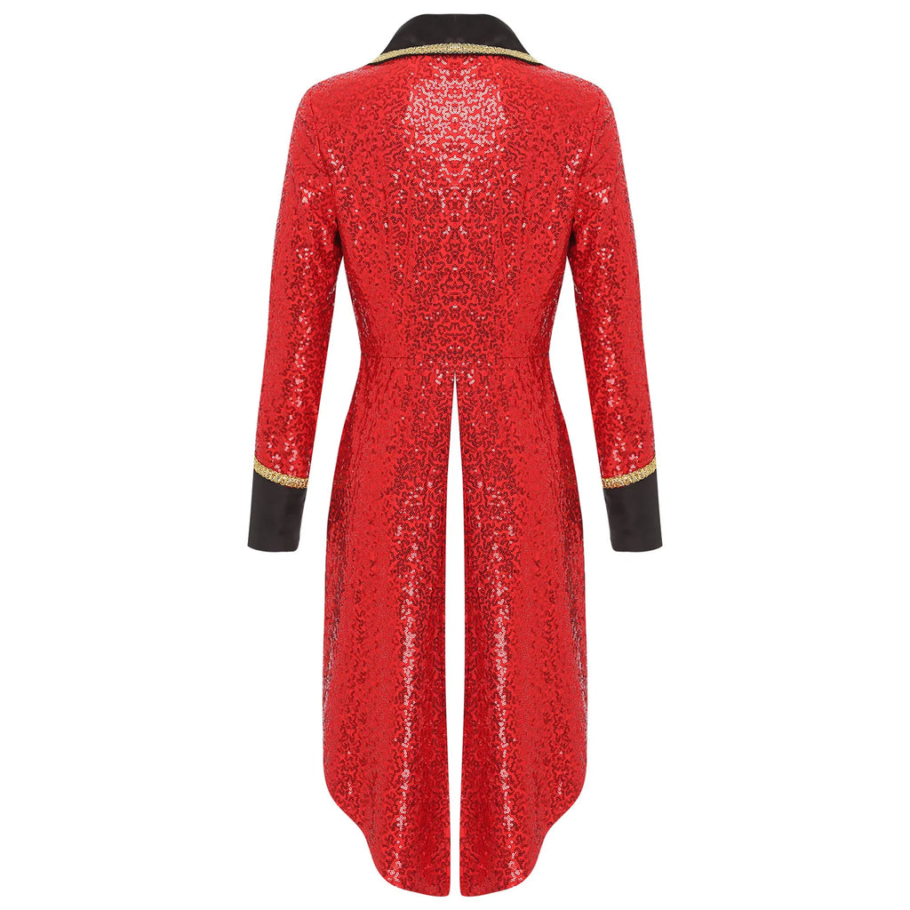 Velvet Circus Ringmaster Tailcoat Jacket Marching Band Halloween Showman Outerwear